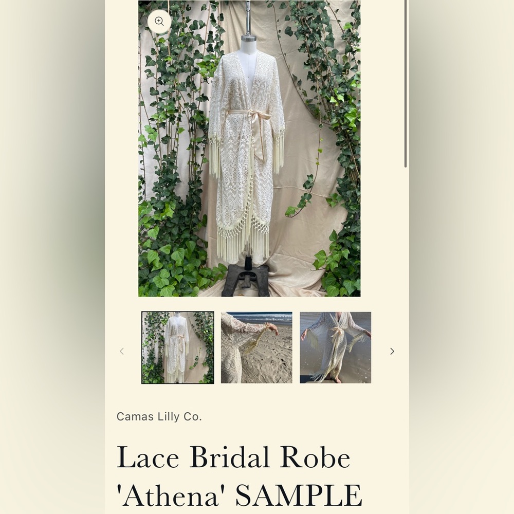 New *rare* Camas Lily Deadstock Fabric Lace Robe Kimono XS-XL Boho Wedding Layer - Picture 11 of 11